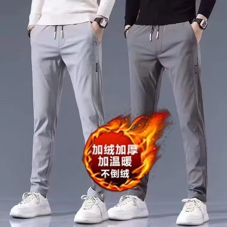 Black label cashmere pants men's autumn and winter Korean style plus size slim fit tall straight business casual pants factory in stock