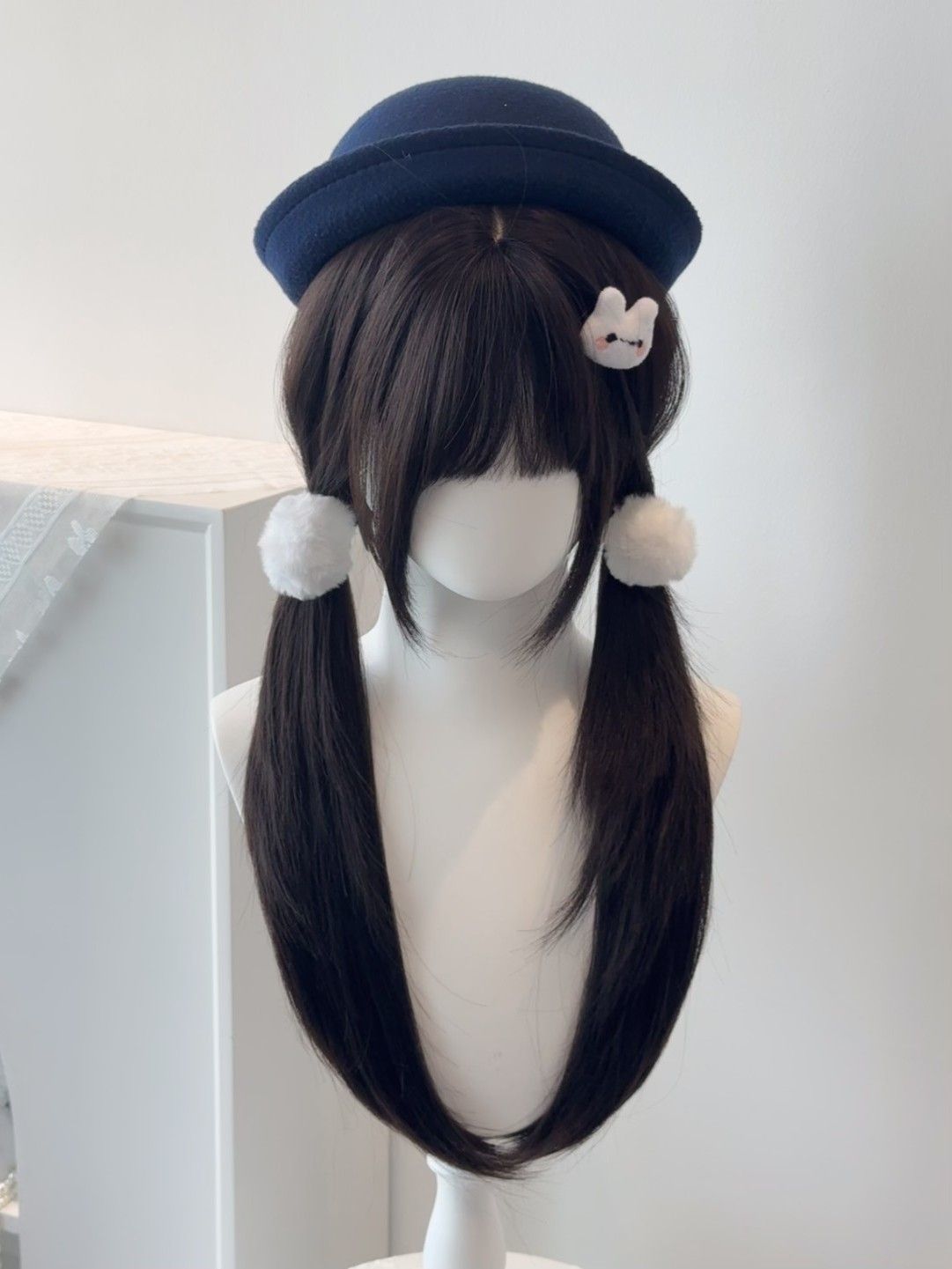 Japanese-Style Jk Black Long Straight Lolita Wig Set Natural Wig Set Xiangyu
