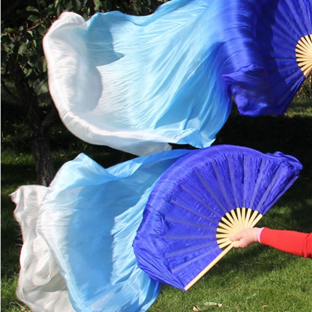 Шелковый веер для танца живота двойной веер длиной 1.5\1.8 м удлиненный танцевальный веер трехцветный длинный шелковый веер