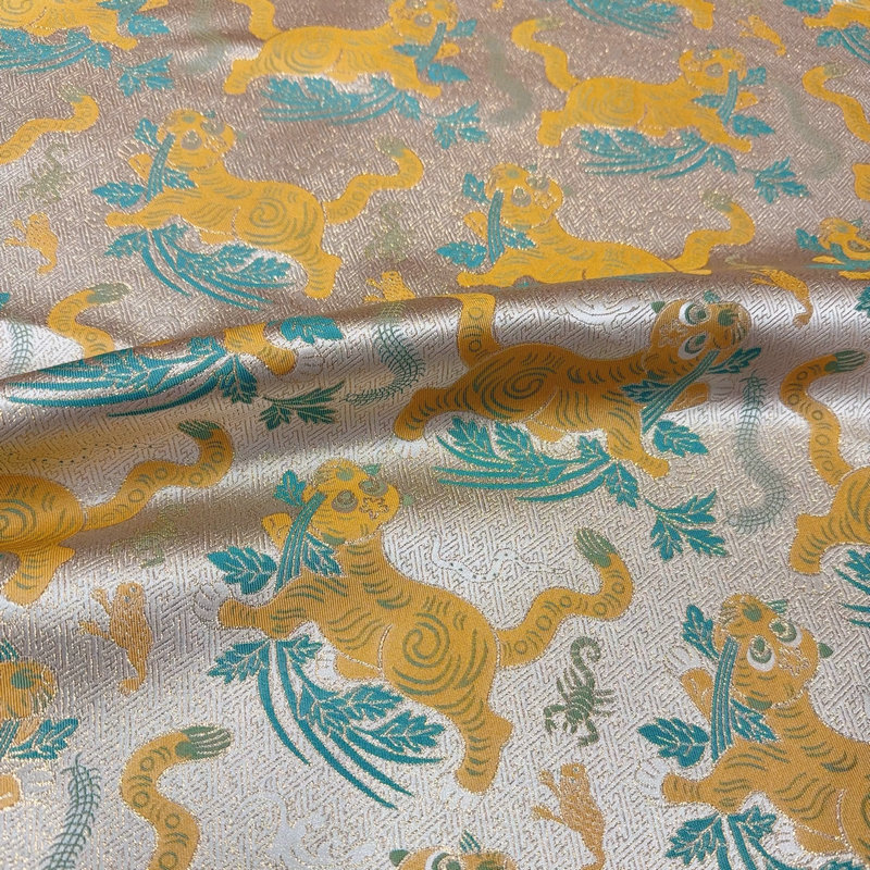 150cm Tiger Town Five Poison Imitation Song Jin High-end Children's Wear Brocade Fabric Tang Jacket New Chinese Style Jacket Handmade