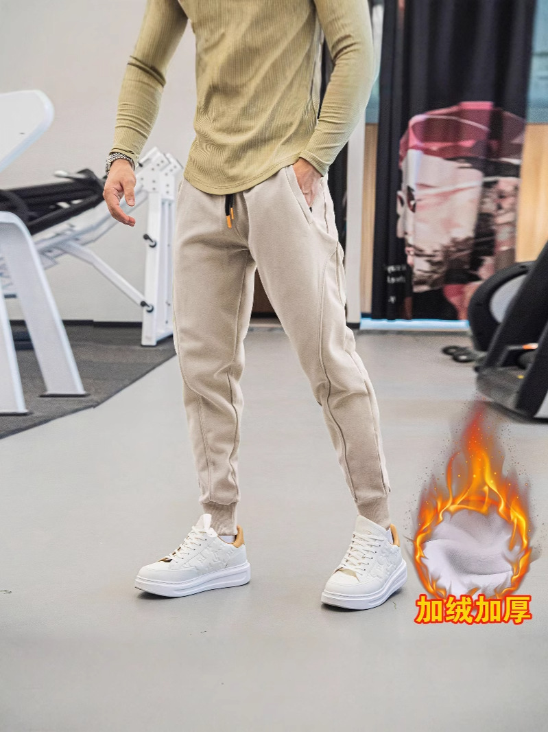 Autumn and Winter fleece-lined Thickened Sports Pants Men's Running Fitness Daily Casual Pants Training plus size Pants Warm Sweatpants