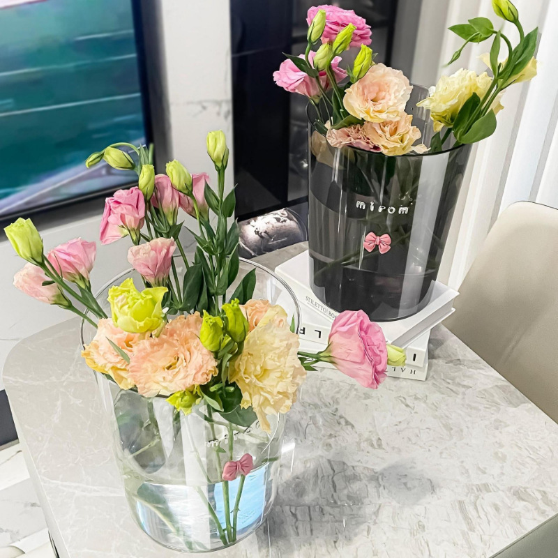 Transparent Flower Bucket for Home Florist Shop Acrylic Flower Bucket Deep Water Vase Large Flower Growing and Flower Arrangement Tool
