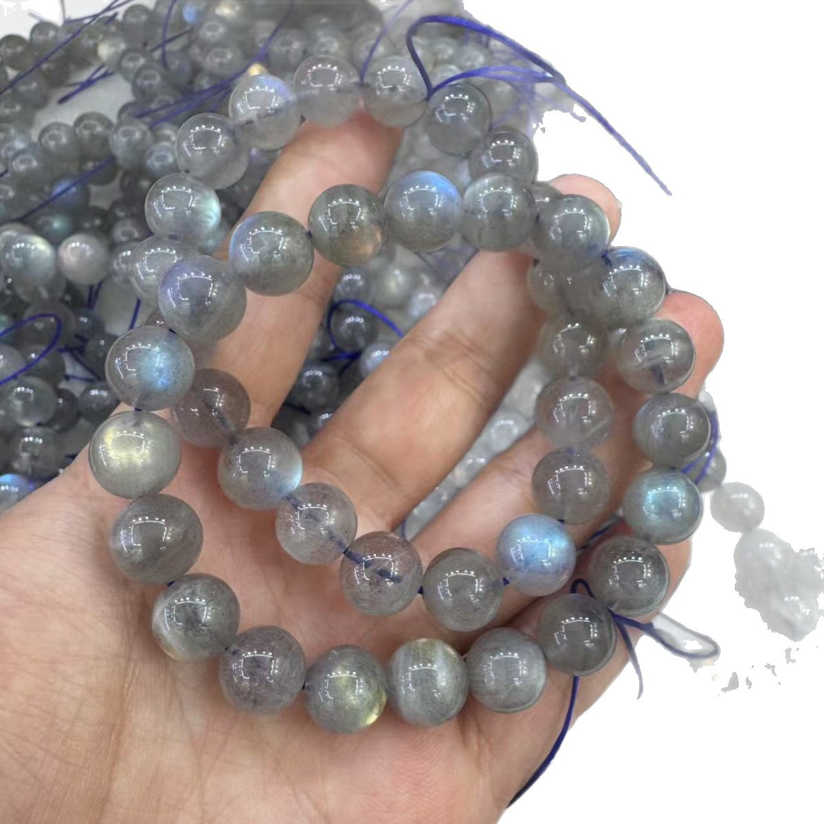 Natural Gray Moonstone Bracelet with Strong Luster, Moonstone Gemstone Crystal DIY Accessories, Labradorite Jewelry Beads