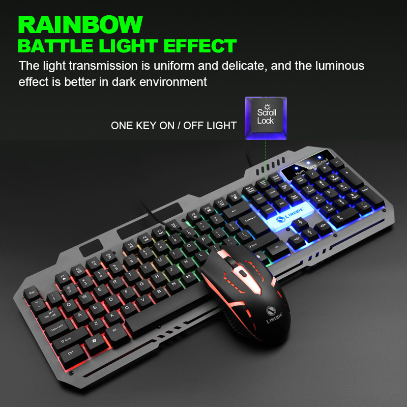 Limo T25 Mechanical Feel Keyboard E-Sports Desktop Notebook Office Game Wired Metal Keyboard and Mouse Set
