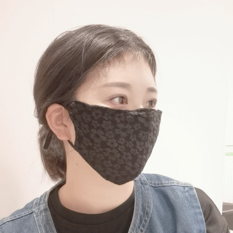 New four seasons warm mask women's three-dimensional small floral breathable sunscreen washable adjustable net red mask for hair