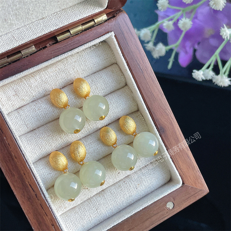 Оптовая продажа женских серег из натурального нефрита Хэтиань, высокое качество, полупрозрачный материал Цинхай, серьги из чистой воды, серьги с крючками