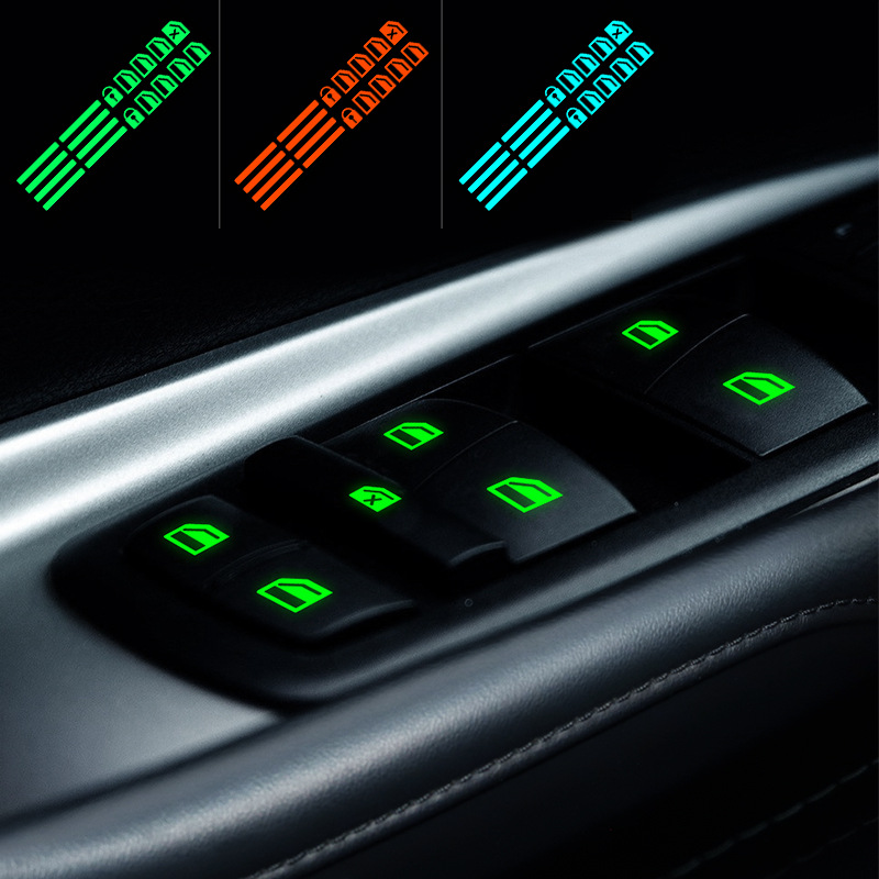 Car Function Button Open? ?Close Button Fluorescent Car Sticker Waterproof and Wear-Resistant Luminous Sticker Paper Car Window Lift