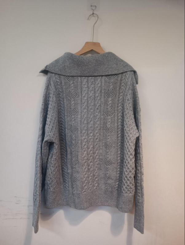 [Customized] Early Autumn New Retro Knitted Thick Needle Pure Handmade Crochet Jacket Sweater Cardigan Factory Small Order