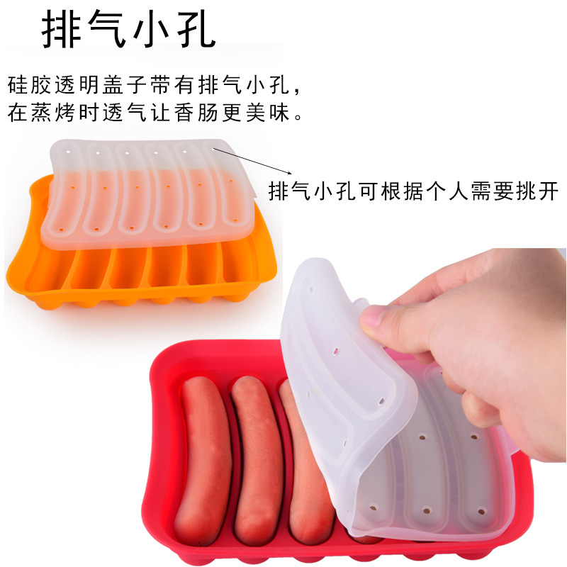 Thickened 6 and 10 with Lid Silicone Sausage Ham Sausage Fresh-keeping Box Hot Dog Mold Baking Sausage Box Mold DIY