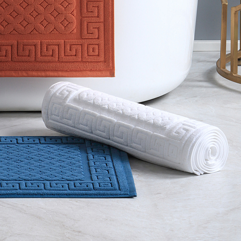 Lanjin New Chinese Style Bathroom Floor Towel National Style Vintage Cotton Bathroom Floor Mat Thickened Cotton Absorbent Machine Washable