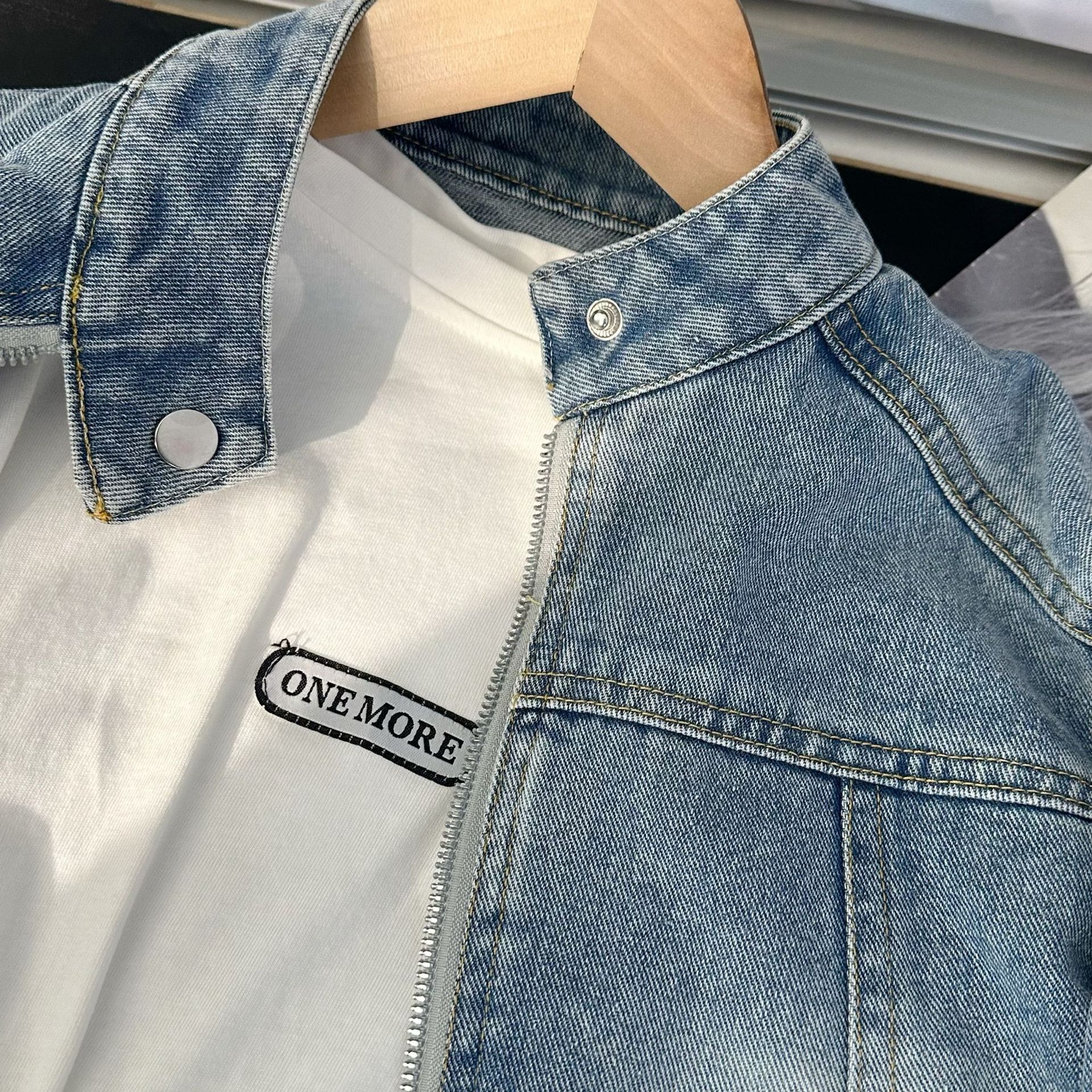 Children's Hong Kong Fashion Handsome Sand Wash Vintage Denim Jacket Boys and Girls Casual Short Style Collar Top Fashion