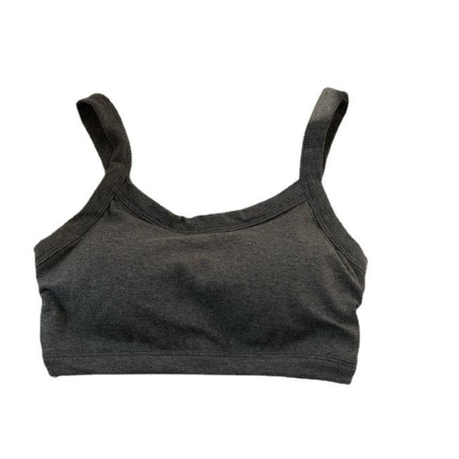 Korean Style Summer Small Sling Vest with Chest Pad Short Beautiful Back Wrap Chest Student Girl Base Solid Color Cotton Top