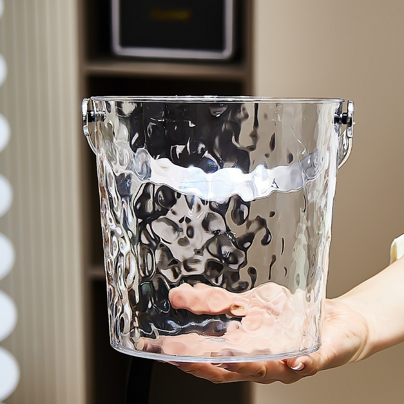 Light Luxury Water Ripple Thickened Transparent Ice Bucket High Beauty Value Home Commercial Ice Bucket Bar KTV Beer Barrel Ice Bucket