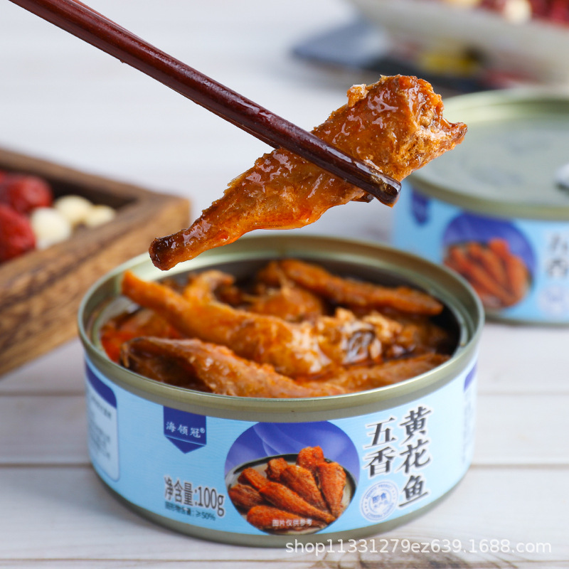 Консервированная рыба желтого крокера с пятью специями 100г оптовая продажа