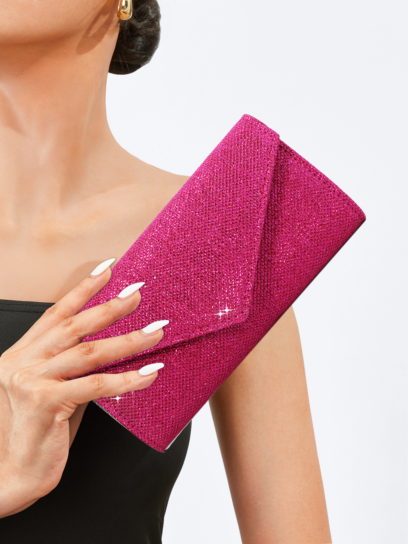 Fashion New Chain Sequin Envelope Bag Light Luxury Style Clutch Magnetic Buckle Design Evening Bag Party Dress Bag