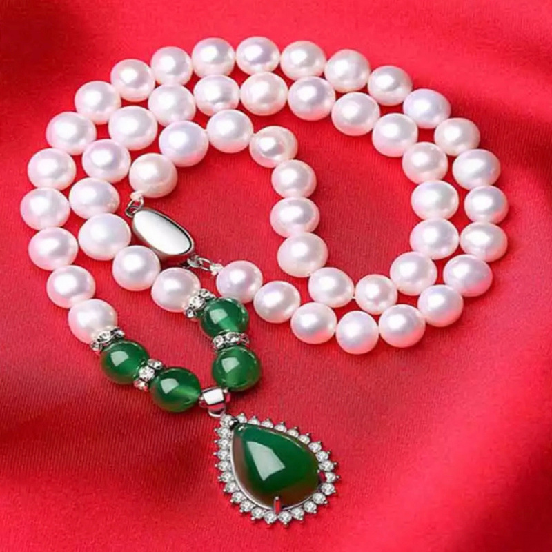 Authentic Natural Shell Beads, Round Pearl Pendant, Necklace, Bracelet, Earrings, Gift Box, Three-Piece Set for Mother-In-Law, New Style