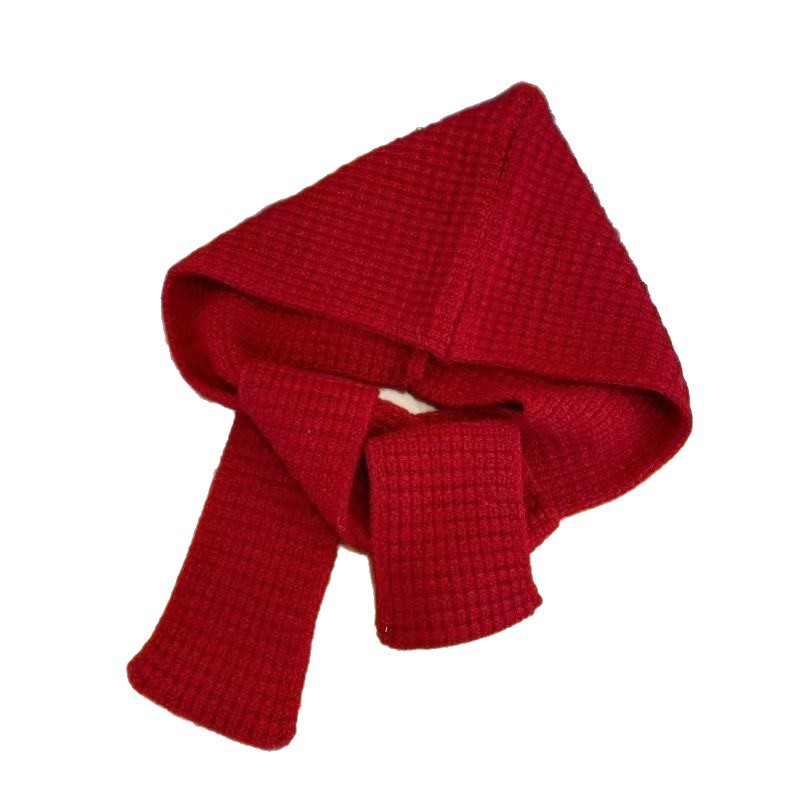 Winter Hat and Scarf Two-Piece Set, Solid Color Warm Knit Hat, Raffia Cape, Versatile Fashion Hooded Shawl