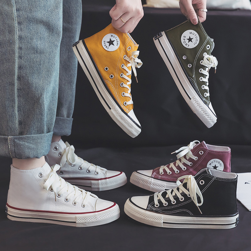 1970s High-top Reprinted Canvas Shoes Women's Korean-style ins All-match Casual Sneakers Vulcanized Rubber Shoes Men's and Women's Couple's Shoes