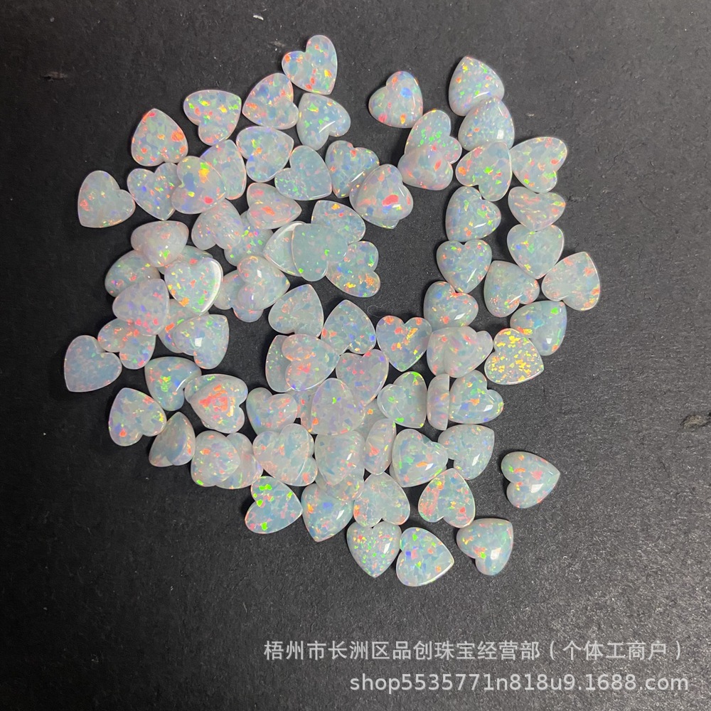 Горячая продажа сердцевидного оп17 искусственного опала плоский синтетический опал камень для колец оптом