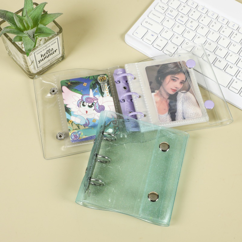 Transparent Pvc Card Album Polaroid Photo Album Loose-Leaf Double Buckle A8 Mini 3-Hole Celebrity 3inch Single-Slot Small Card Storage Album