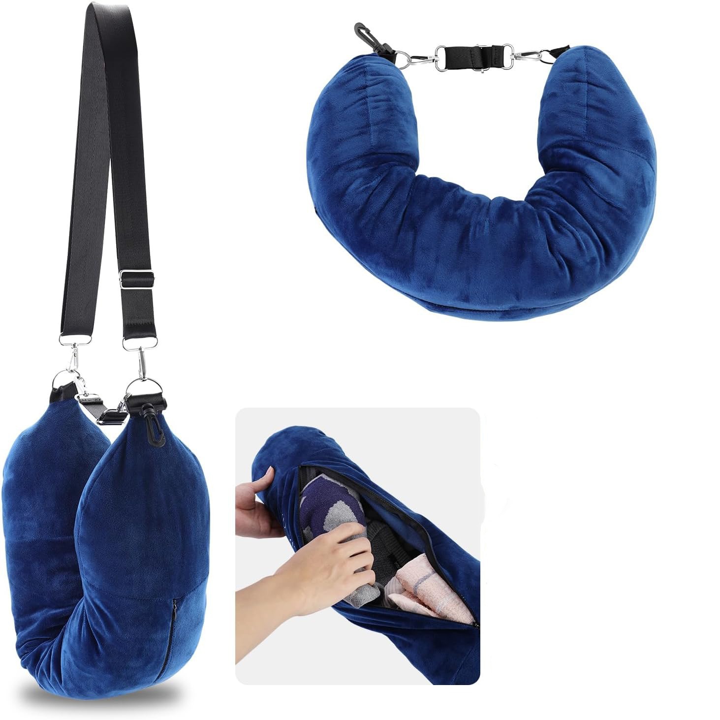 Cross-Border New Travel Pillow Can Be Filled with Clothes, Luggage Pillowcase, Soft Plush Filled Multi-Function U-Shaped Pillow