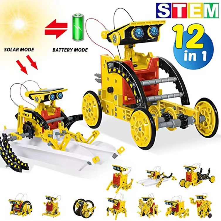 Cross-Border Hot Selling Kidsren's DIY Assembly 12-in-1 Solar Robot Scientific Intelligent Fun Toy Educational
