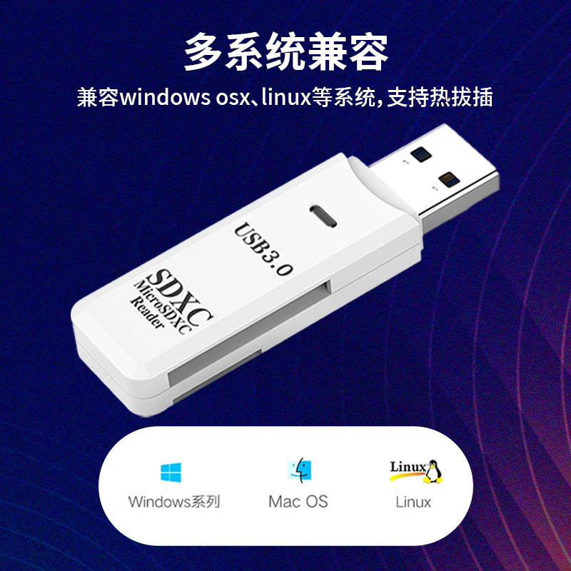 USB3.0 2.0 2-in -1 card reader TF SD card camera high speed USB card reader manufacturer SDXC card reader