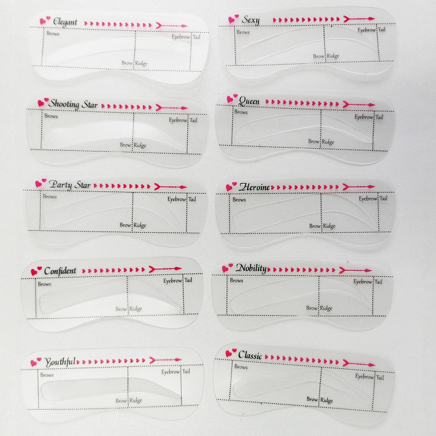 Cross-border hot sale 10pc silicone color novice eyebrow shaping artifact eyebrow card eyebrow drawing aid beauty tools European and American style