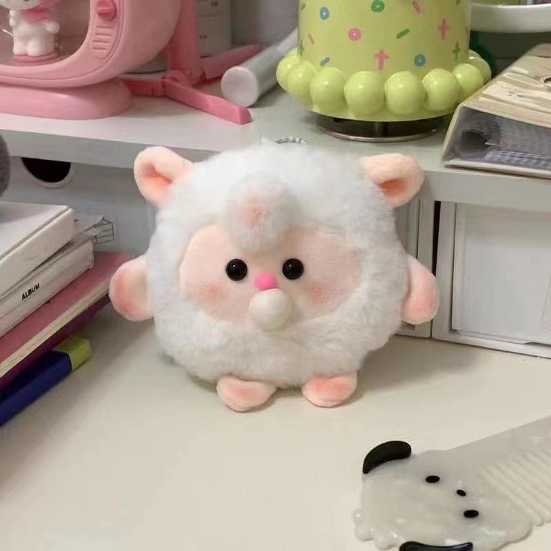 Finished Squeaky Bubble-Spitting Lamb DIY Plush Toy Doll Pendant Stress Relief Mini Creative Worry-Relief
