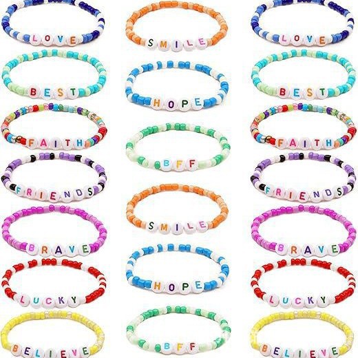 Популярные браслеты дружбы, браслеты с буквами, браслеты из мягкой глины, браслеты из семян, рождественские браслеты, хэллоуинские браслеты