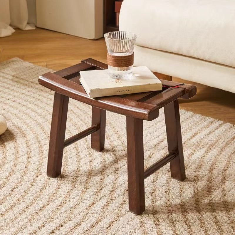 Solid Wood Upholstered Low Stool for Home Use, Square Stool for Children and Babies, Small Stool for Living Room Coffee Table, Small Bench for Changing Shoes, Sitting Stool Chair