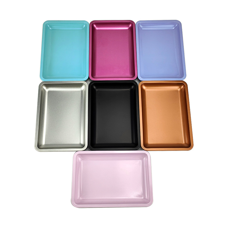 Cross-Border Hot-Selling Square Tinplate Jewelry Tray Manicure Tool Storage Tray Cosmetics Tray Metal Tray Cigarette Tray