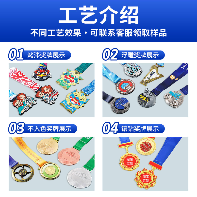 Metal Medal Customization for Student Sports Games Marathon Running Tags Kidsren's Prizes Gold Foil Medal Customization