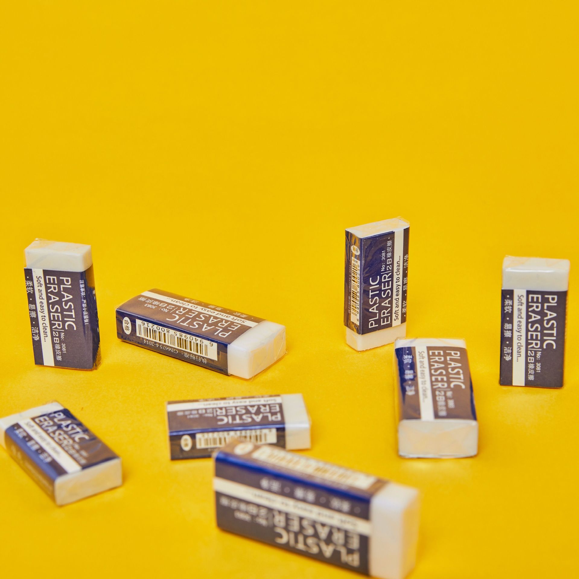 2B white soft rubber student exam sketch special pvc eraser easy to erase less crumbs stationery set customization