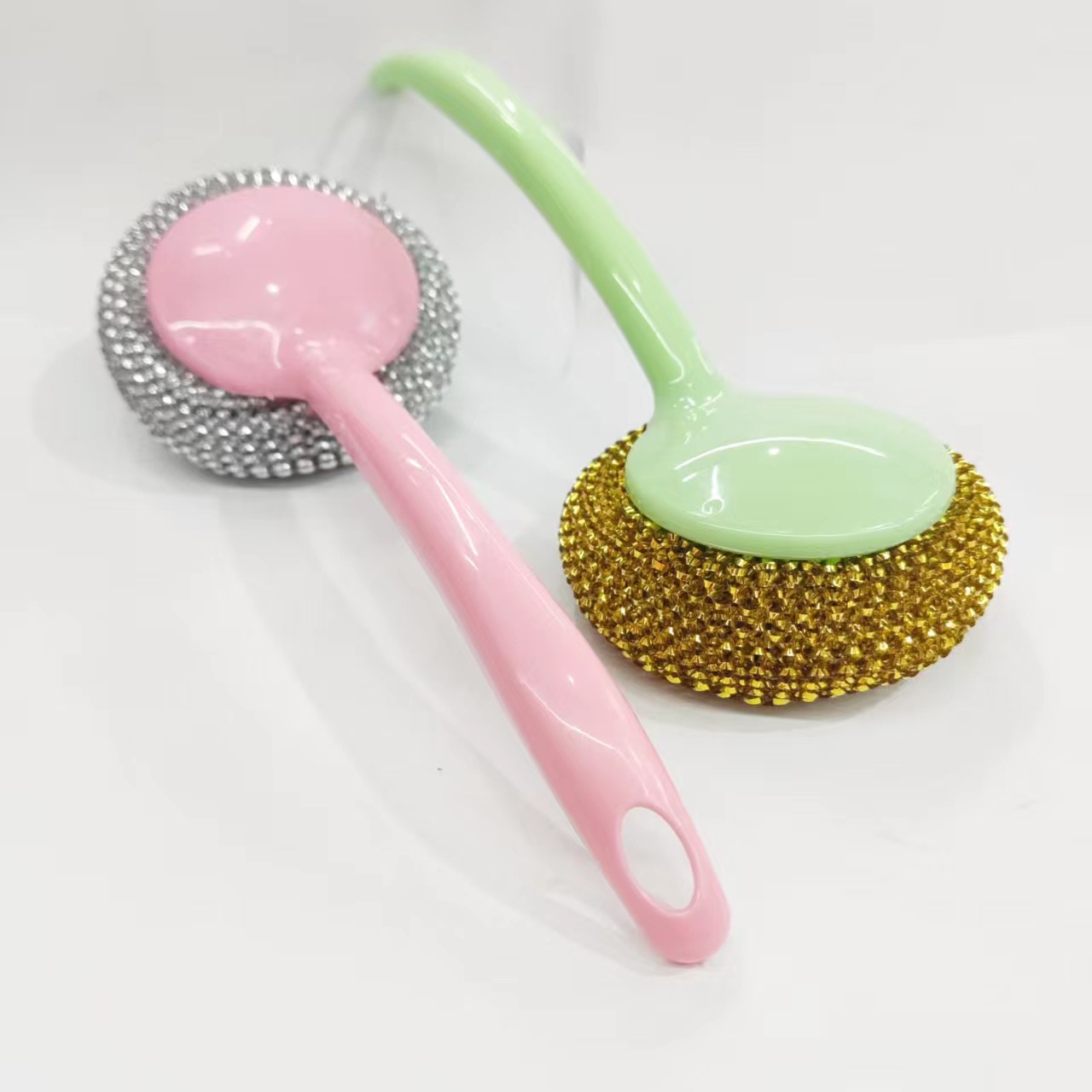 Pet cleaning ball kitchen long handle short handle pot brush does not hurt the pot steel wire ball does not drop slag washing pot plastic cleaning ball