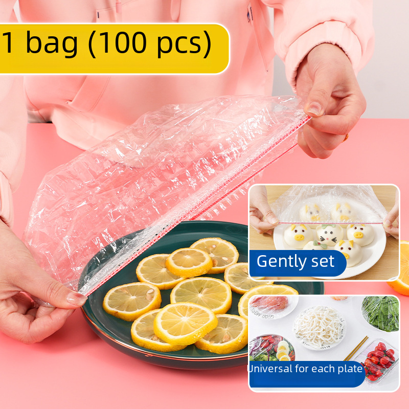Tear-Free Transparent Cling Film Cover Food Grade Pe Film Fresh-Keeping Bag Bowl Cover Leftover Meal Elastic Disposable Bowl Cover Manufacturer