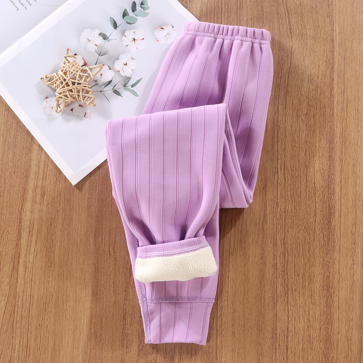 New Boneless Autumn and Winter Kidsren's Roman Strip Double-Sided Velvet Thickeneded Single Pants for Middle-Aged and Older Boys and Girls, Warm Pants