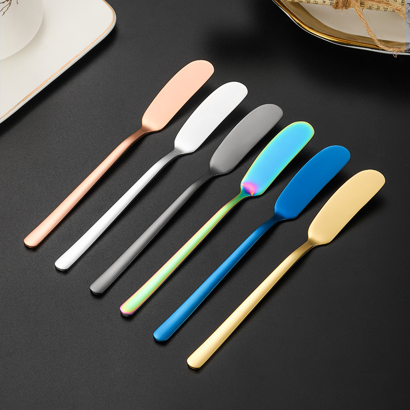 304 Stainless Steel Butter Knife Thickened Butter Spatula Long Handle Korean Jam Knife Golden Cream Cheese Decorative Knife