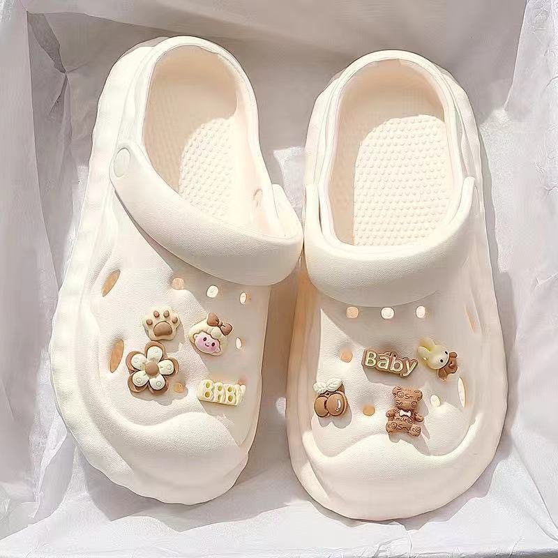 Soft Sole Slippers Women's Summer Outerwear Cute Indoor Home Non-slip Household Thick-soled Couple Croc Shoes Summer