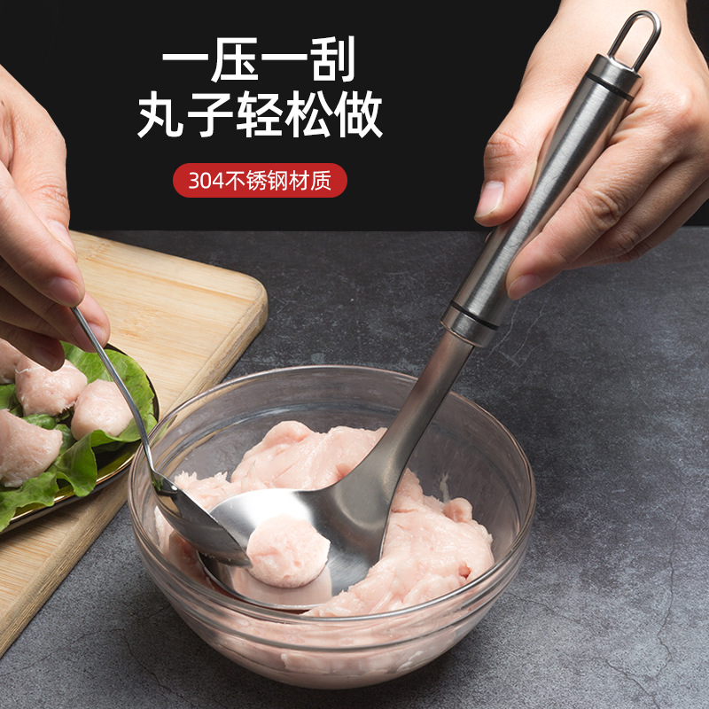 Stainless Steel 304 Meatball Press Spoon Tool for Home Use, Meat and Fish Ball Maker, Fried Dumpling Mold Scoop