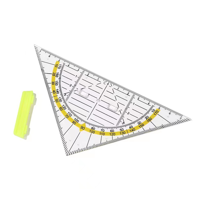 16CM multifunctional measuring triangle transparent plastic with handle red Chuck advertising ruler student drawing ruler