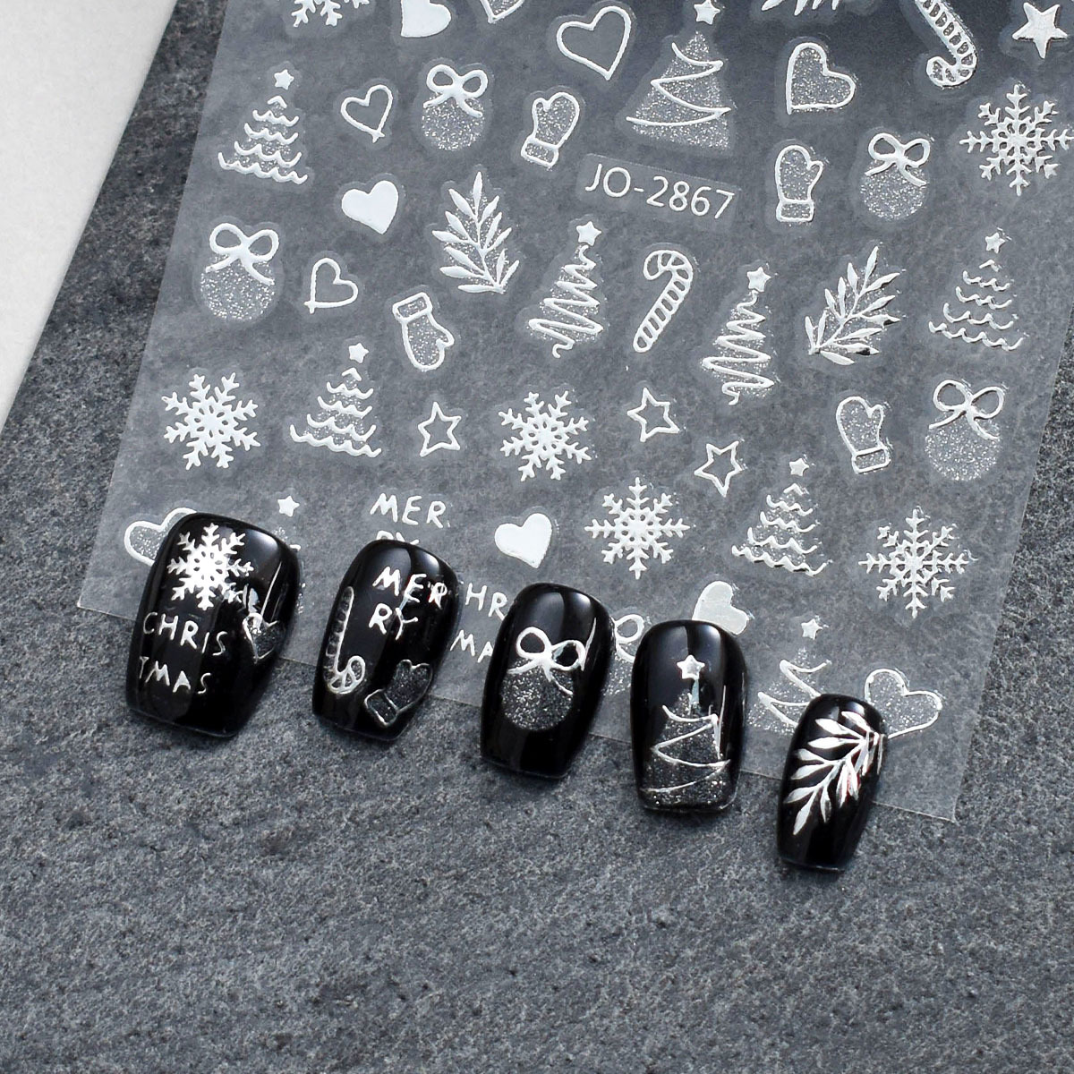 Christmas Series Nail Art Stickers Christmas Fantasy Silver Onion Pink Snowflake Christmas Tree Sweet Cool Style Nail Art Stickers