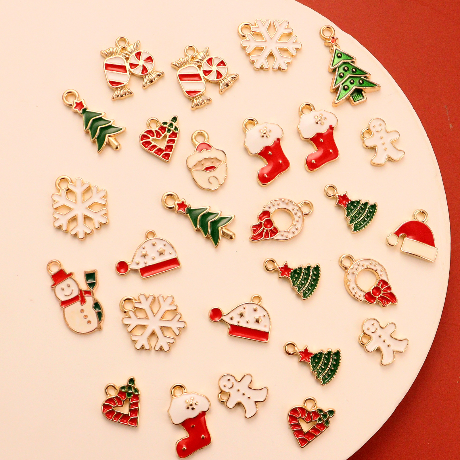 Рождество DIY сплав аксессуары капля масла мультфильм головной убор серьги брелок подвеска аксессуары Санта-Клаус