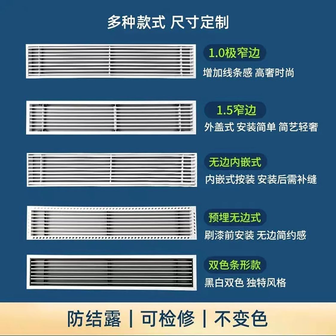 Abs Central Air Conditioner Outlet Grille with Extremely Narrow Frame, Minimalist Linear Extended Louver Return Air Nail-Made Duct Machine