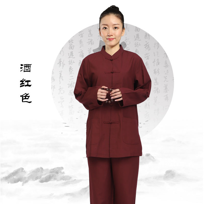 Dharma Club Buckle Husband Clothing Women's Mountain Monk Clothing Haiqing Zen Suit Spring Summer Autumn Brown Navy Blue