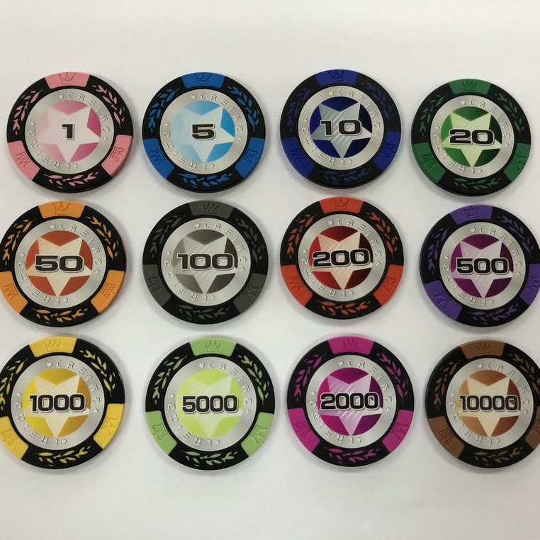 Free sample 14g mirror color clay poker chip coins mahjong chip coins Texas poker chips