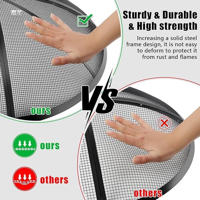 Heavy Duty Steel Mesh Fire Pit Cover Foldable Outdoor Fire Pit Mesh Screen Belt