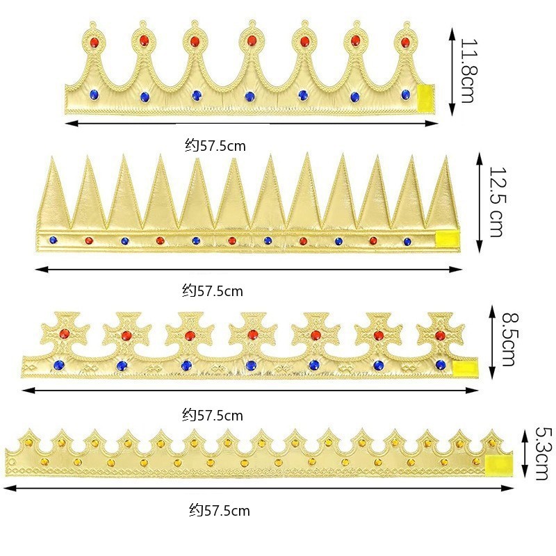 Children's Golden King Crown Bronzing Cloth Prince Headwear Happy Birthday Decoration Props Birthday Hat Crown