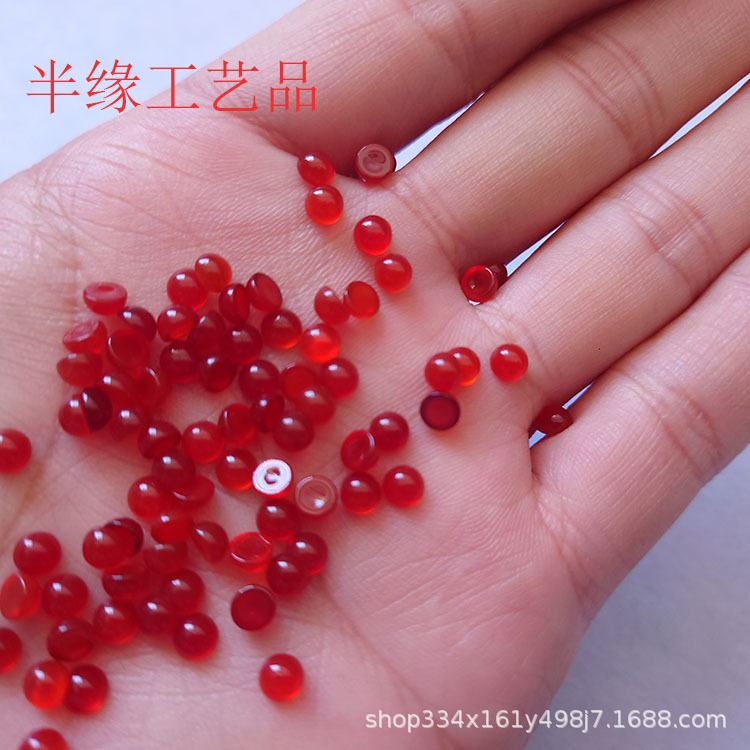 [Red agate ring] Natural Red chalcedony round flat bottom gem jewelry DIY handicraft accessories bare stone