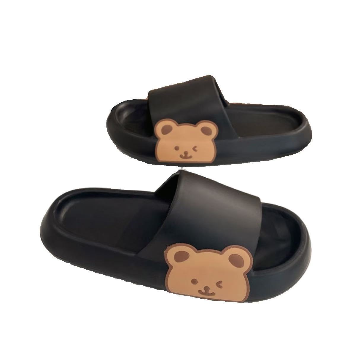 New 2025  Thick-Soled Slippers for Women Cartoon Bear Household Non-Slip Outer Wear Slippers for Women Summer Couples